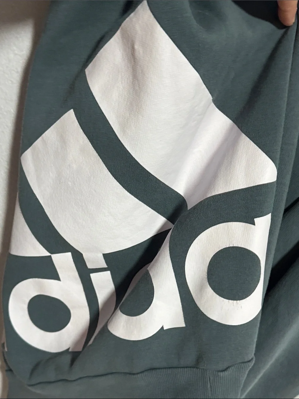 adidas Dark Green Crewneck Hoodie with Front Pocket